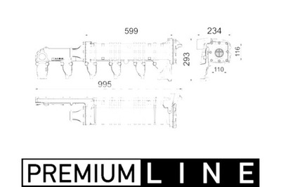 MAHLE РАДИАТОР ВЫХЛОПНЫХ ГАЗОВ 995MM X 293MM X 234MM БЕЗ RETARDERA EURO 6