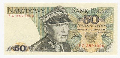 Banknot 50 zł 1986, seria FC, UNC-