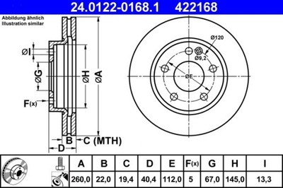 2X DISC BRAKE DB FRONT W168 1,4-1,9 97-04 24.0122-0168.1  