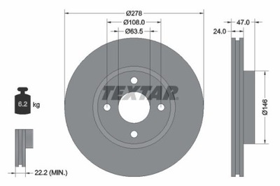 TEXTAR 92075400 ДИСК ТОРМОЗНОЙ