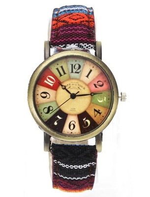 Zegarek kwarcowy retro vintage kolorowy uniseks