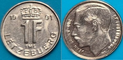 Luksemburg 1 frank 1991r. KM 63