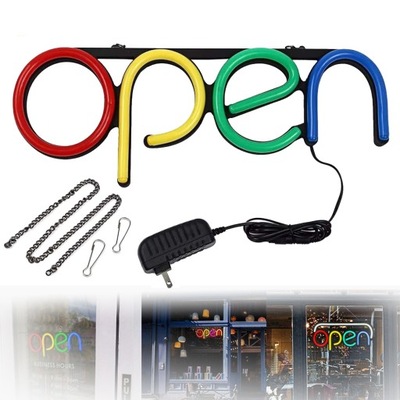 SZYLD NEON TABLICA ŚWIETLNA LED REKLAMA OPEN NEON NAPIS SZYLD REKLAMA