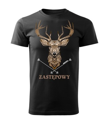 KOSZULKA T-SHIRT HARCERSKA Z NADRUKIEM ZASTĘPOWY MĘSKA CZARNA M