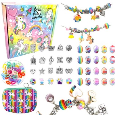 KORALIKI ZESTAW do Bransoletek CHARMS UNICORN BOX