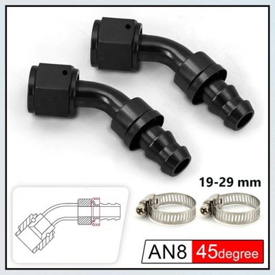 Universal Black 2Pcs AN6/AN8/AN10 Push-on Hose End Fitting Fuel Oil ~13156 