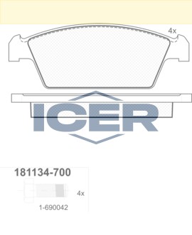 ICER 181134 КОМПЛЕКТ КОЛОДОК ТОРМОЗНЫХ, ТОРМОЗА TARCZOWE GDB3108