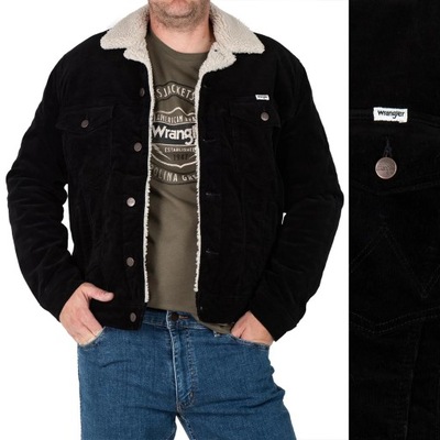 Wrangler SHERPA JACKET Black CZARNA SZTRUKSOWA OCIEPLANA KATANA REGULAR L