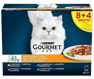 Purina Gourmet Perle Karma dla kota fileciki w sosie mix smaków 12 x 85 g