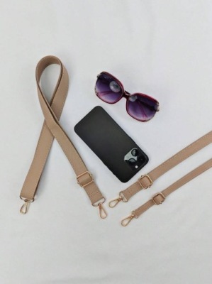 SHEIN BEŻOWY PASEK DO TOREBKI SREBRNE OKUCIA