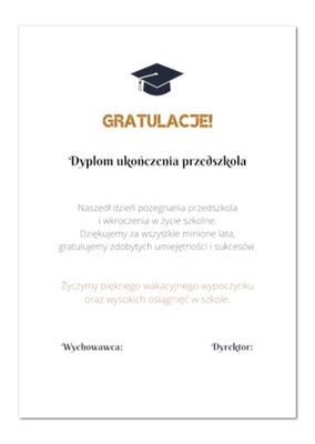 25x Dyplom A4 ukończenia przedszkola