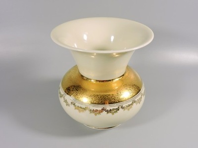 Wazon porcelana ecru złoto inkr. Alka Kunst Marion 1950