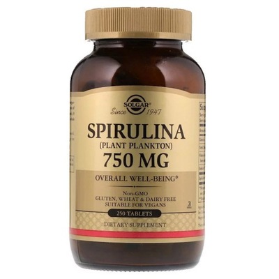 SOLGAR SPIRULINA PLTANT PLANKTON 750MG 250T ALGI TRAWIENIE ODPORNOŚĆ