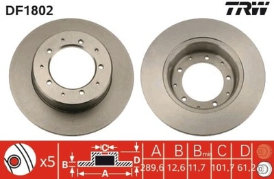 2 PIEZAS DISCO DE FRENADO LAND ROVER PARTE TRASERA DEFENDER 2,2-3,9 4X4 90- 290MM DF1802  