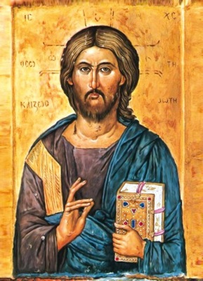 Jezus Pantokrator - Ikona z modlitwą format A5