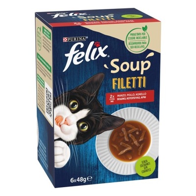 Felix Soup Filetti zupka dla kota przysmak z FILETAMI mix WIEJSKI 6x48g