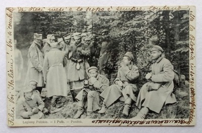 kartka pocztowa - Legiony Polskie - 1. Pułk - posiłek - żołnierze - 1915