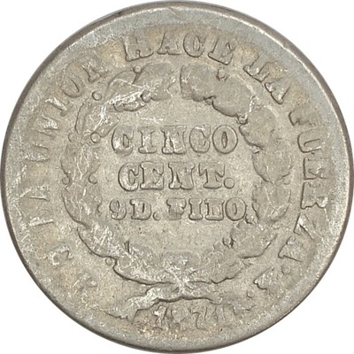 11.BOLIVIA, 5 CENTAVOS 1871 ER