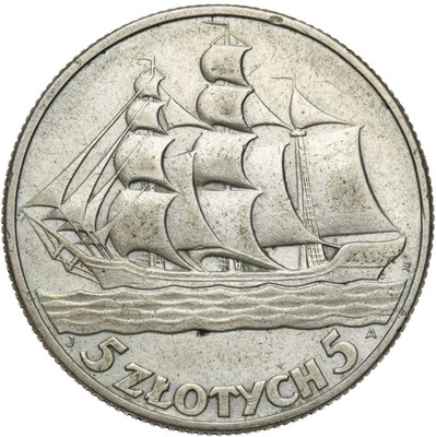 II RP. 5 złotych 1936 Żaglowiec