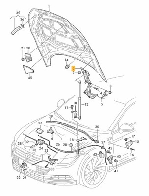 VOLKSWAGEN ARTEON OE 3G8823302D ЗАВЕСА КАПОТА ПРАВАЯ