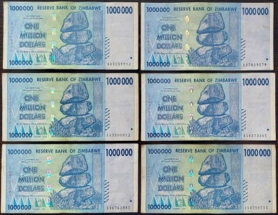 #036. Banknot Zimbabwe 1 000 000$ 2008r. Seria AA Obiegowy