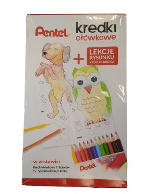 Kredki ołówkowe + lekcje rysunku Pentel