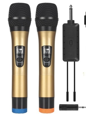 Mikrofon bezprzewodowy Professional Dual UHF 2 SZT złote mikrofony dla dj