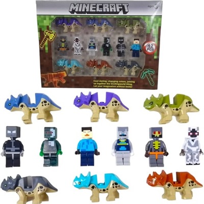 MINECRAFT ZESTAW 12 FIGUREK DINOZAURY KLOCKI FIGURKI Z GRY AKCESORIA 12w1