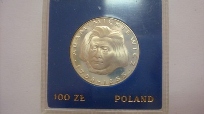 Moneta 100 zł Mickiewicz 1978 stan 1