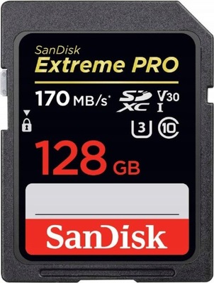 WYDAJNA Karta pamięci 128 GB SD SanDisk Extreme Pro 128 GB