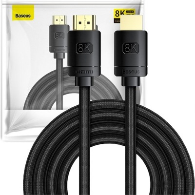 BASEUS KABEL PRZEWÓD DŁUGI SZYBKI HDMI 2.1 8K 60 HZ 48 GBPS 3 M CZARNY