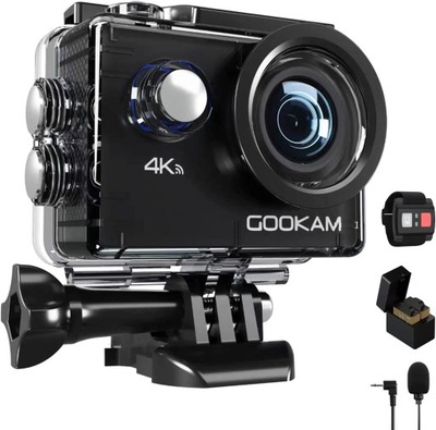 GOOKAM Sport Camera 4K 30fps WiFi, wodoodporna kamera 40M z 170°,