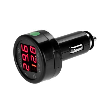 CAR 12V СВЕТОДИОД LED DIGITAL DISPLAY VOLTMETER THERMOMETER CIGARETTE LIGHTER ~74853 фото