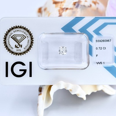 Diament na pierścionek 0,72ct VVS1 F certyfikat IGI
