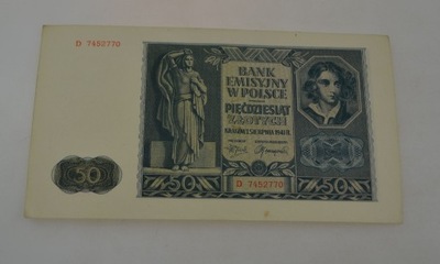 Polska - Banknot - 50 Złotych - 1941 rok Seria D