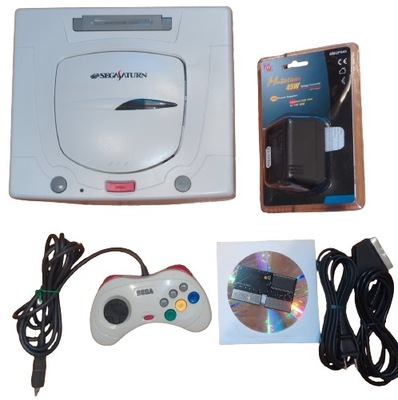 Sega Saturn v2 číta vypálené CD region free ovládač káble transformátor 230v