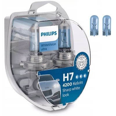 H7 PHILIPS WHITE НОЧНОГО ВИДЕНЬЯ ULTRA +60% 12V 55W 12972WVUSM 4200K OP.2SZT + W5W