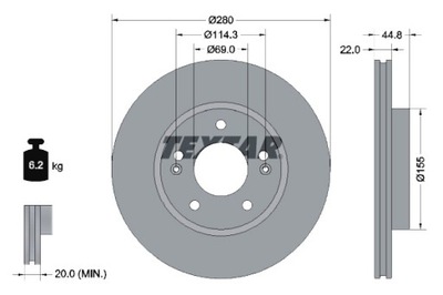 TEXTAR DISCOS DE FRENADO 2 PIEZAS PARTE DELANTERA HYUNDAI IONIQ KIA NIRO 1.6H  