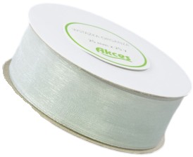 SREBRNA WSTĄŻKA SZYFONOWA SREBRO ORGANZA 25MM 22M