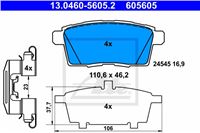 ATE ZAPATAS DE FRENADO PARTE TRASERA MAZDA CX-7 07- MAZDA CX-7 06-/CX-9 06-  