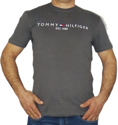 Tommy Hilfiger Koszulka T-shirt szary logo Tee L