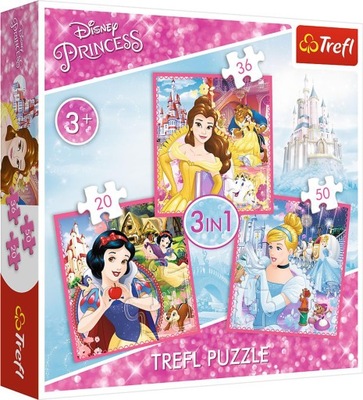 Trefl PUZZLE 3w1 Disney KSIĘŻNICZKI Układanka 3in1