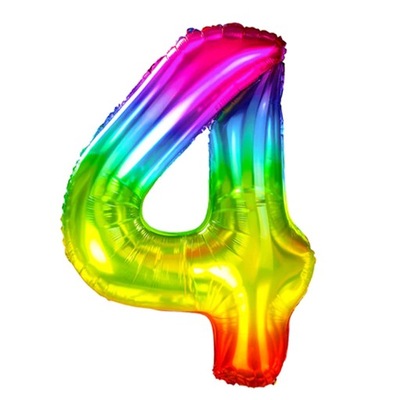 TĘCZOWY BALON 40 cm URODZINY LICZBA CYFRA 4