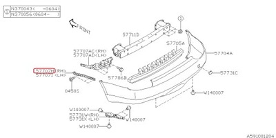 Напрямна бампера правий задня subaru tribeca b9 фото №1