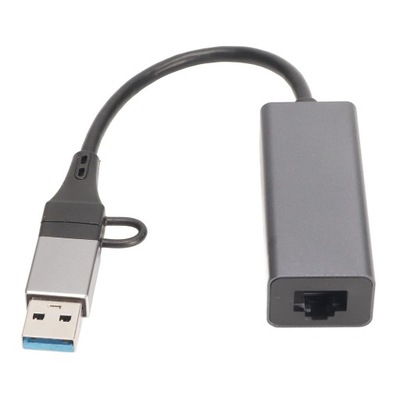 Adapter USB C na Ethernet, Adapter USB 2 w 1 na Ethernet 10 100 1000