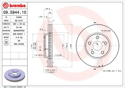 BREMBO 09.5844.10 DISKU STABDŽIŲ 