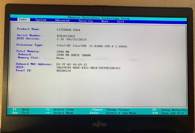 MATRYCA, KLAPA, RAMKA FUJITSU LIFEBOOK U904 FV