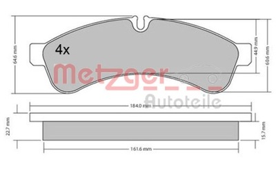 METZGER 1170544 КОМПЛЕКТ КОЛОДОК ШАЛЬМІВНИХ, ГАЛЬМА TARCZOWE