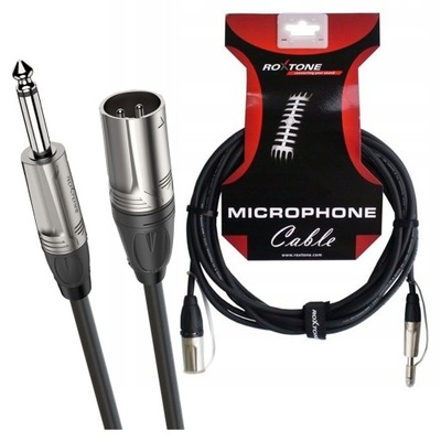 KABEL MIKROFONOWY XLR 3PIN MĘSKI - Jack 6,3 mm ROXTONE DMXJ250L1 1m