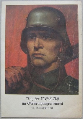Kartka pocztowa znaczek kasownik Ein Jahr NSDAP KRAKAU 1941